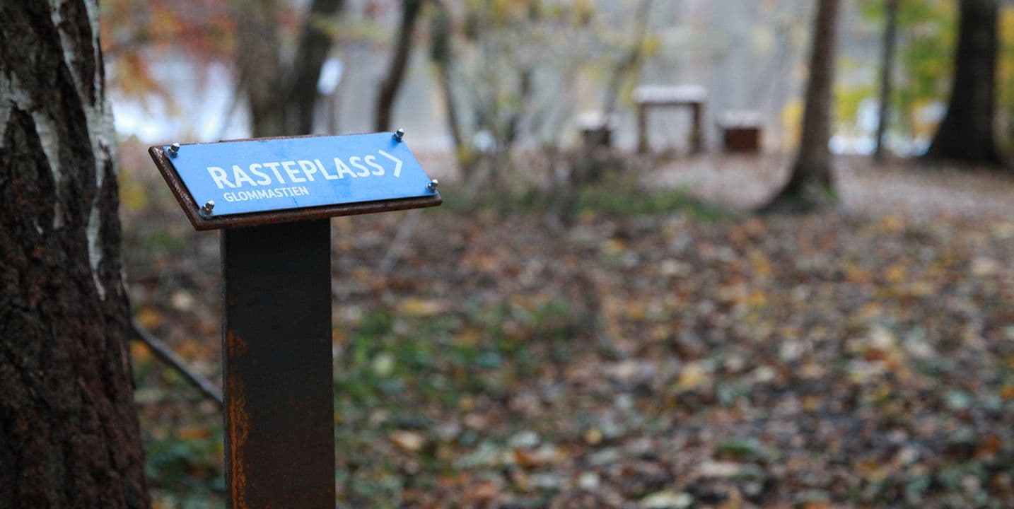 Glommastien rasteplass skilt