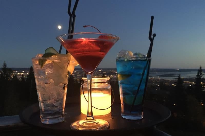 drinks and candlelight overlooking the oslo fjord